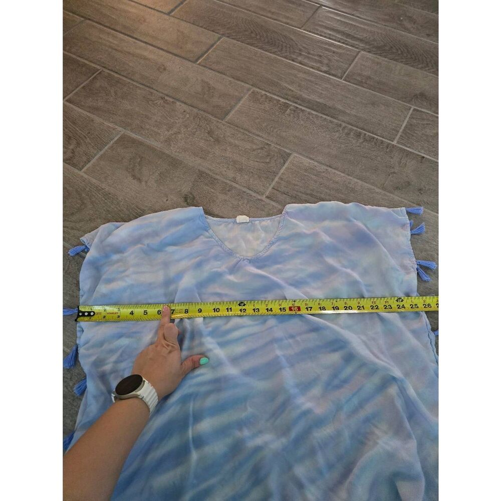 Women's Surf Gypsy Multicolor Tie Dye‎ Blue Tassel Swim Cover-up Size Small - Picture 4 of 6